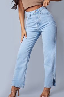 Thing Petite Light Wash Split Hem Jeans 
