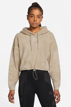 Nike Pro Therma FIT ADV Women s Cropped Fleece Hoodie Tan