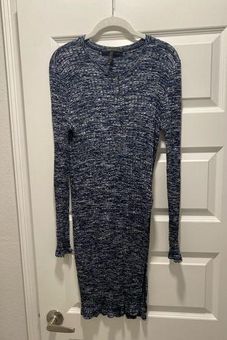 BCBGMAXAZRIA New Blue Long Thin Sweater Dress with Side Slits Size