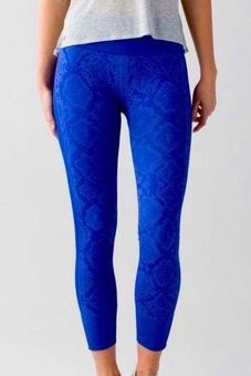 Blue Snakeskin Yoga Leggings