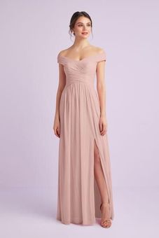 Crisscross Off-the-Shoulder Mesh Bridesmaid Dress