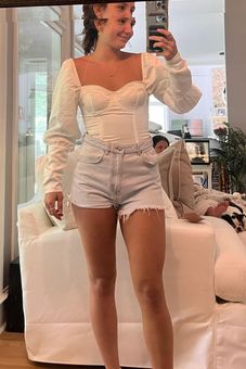 White Satin Corset Bodysuit, Tops