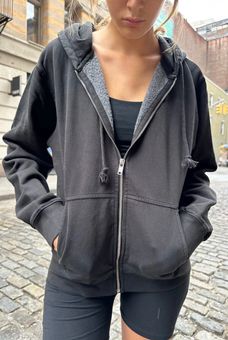 Brandy Melville Black Christy Oversized Zip up Hoodie Size L - $20