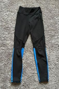 Popfit leggings black with blue size small mesh inserts - $18