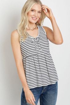 Striped Lace-Up Tank