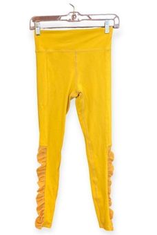 Zyia Active Yellow Daffodil Mesh Light N Tight Hi Rise Leggings Size 4