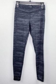 Champion Leggings Women SMALL Black Grey Striped Duo Dry Full