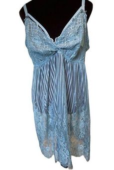 Cacique NEW Steel Blue All Over Sheer Lace Caged Babydoll Lingerie