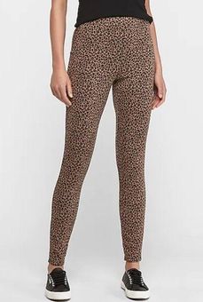 EXPRESS High Rise Jacquard Leopard Print Leggings Animal Print