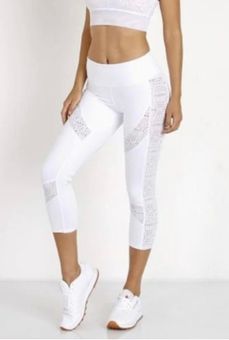 Alo Yoga White Nude Mesh High Waisted Charm Cutout Lazer Cut Capri