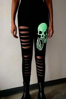 SheIn Glow in the Dark Leggings Black Size L - $11 - From Sarah