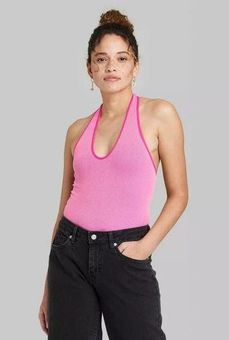 Wild Fable Women's Vibrant Pink Seamless Tank Top Haltered