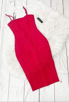 Paulina Hot Pink Bodycon Midi Dress