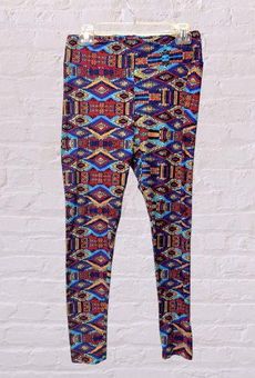 LuLaRoe tall curvy multicolored tribal print leggings TC Size