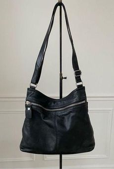 Margot New York Genuine Pebbled Soft Leather Crossbody Bag Black