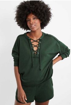 Aerie Sunday Soft Lace Up Sweatshirt in Sycamore Green - $39 (35