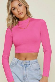 Long Sleeve Crop Top Pink