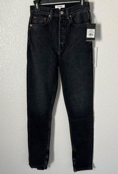 RE/DONE $315 NWT WASHED NOIR SUPER HIGH DRAINPIPE JEANS SZ 26