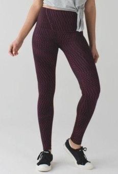 Lululemon High Rise Wunder Under Pants Leggings Red Grape Black 8