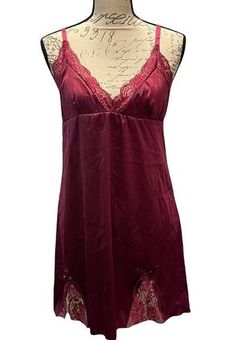 Adore Me Adome Maroon Red Satin Nightgown Lingerie Set Size X