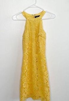 Love Poem Yellow Lace Mini Dress