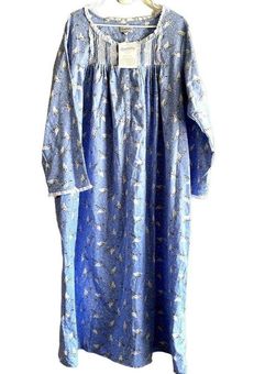 Lanz White Doves Cotton Flannel Nightgown