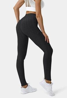 Halara In My Feels High Waisted Ruched Honeycomb Leggings Black XS