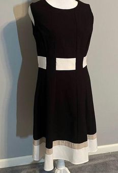 Calvin Klein NWOT Black, White & Tan Color Block Dress A Line size 4 - $17  - From Emily