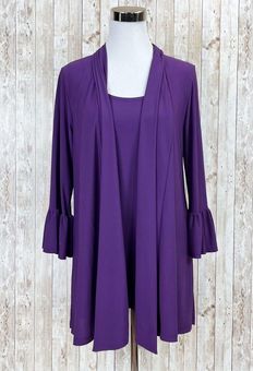 Slinky Brand Tank Tunic Pants Cardigan 3 Pc Set Outfit Size M Wrinkle  Resistant Purple Size M - $36 - From Christine