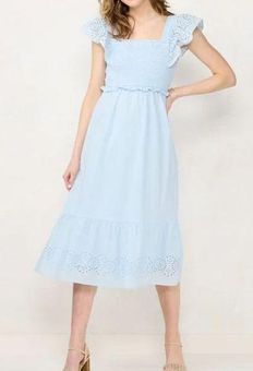 LC Lauren Conrad, Dresses, Lauren Conrad Flutter Sleeve Ruffled Midi Dress