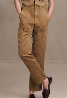 Banana Republic Factory Vegan Suede Straight Leg Pants in Horse Hair Size  12 Tan - $50 - From Callie