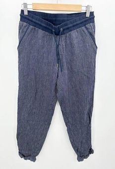 Athleta Pants Womens 6 Navy White Stripe Bali Linen Ankle Rolled Cuffs  211380-01 - $41 - From Taylor