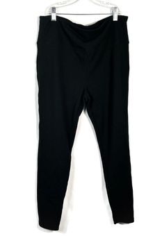 Max & Mia Solid Black French Terry Cotton Blend High Waisted