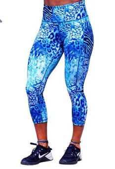 Constantly Varied Gear CVG Wild Thing Blue Capri Crossfit Leggings Size XL