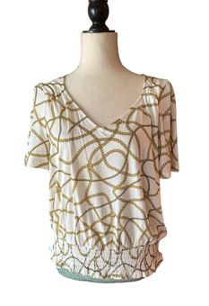 Michael Kors Michael Chain Print Smocked Hem Blouse Multiple Size M - $35  (60% Off Retail) New With Tags - From Barry