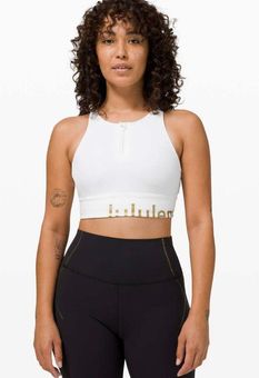 Lululemon Energy Bra High Neck Long Line Zip Special Edition *Medium  Support, B–D Cup In White Size 8 - $40 - From Lei