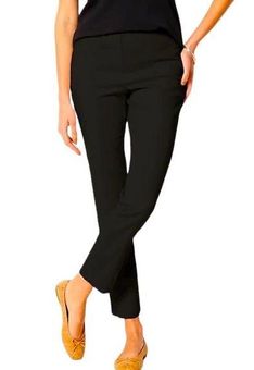 J. Jill Black Solid Ponte Slim Leg Pants