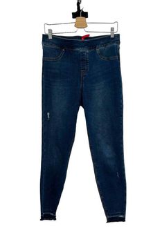 Spanx distressed ankle skinny jeans in blue