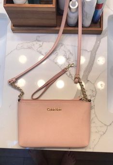 Calvin Klein, Bags, Calvin Klein Purse Pink White Beige And Gold Medium  Size