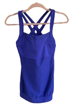 Athleta Miles Mesh Strappy Built In Bra Athletic Tank Top