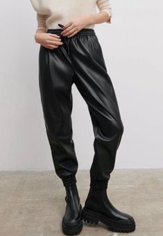 Zara Faux Leather Joggers