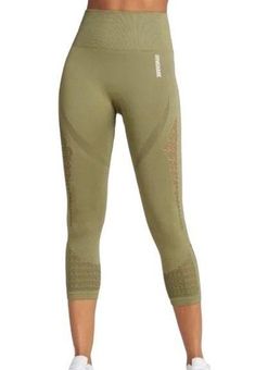 Gymshark Leggings Energy + Seamless Contour Crops Olive Green