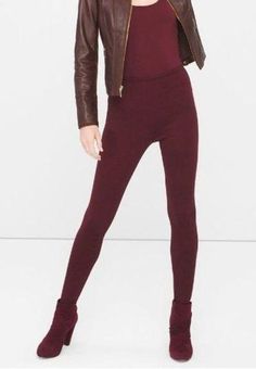 White House  Black Market Solution Ponte Burgundy Leggings NEW