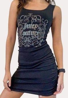 Juicy Couture Ruched Bodycon Rhinestone Logo Dress Liquorice Black NWT S -  $19 New With Tags - From Tami