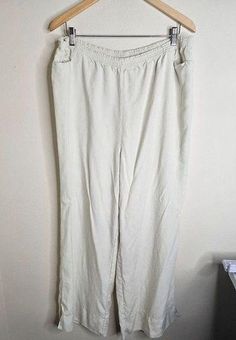 Soft Surroundings Wide Leg Pants Pull On Palazzo Cream Color