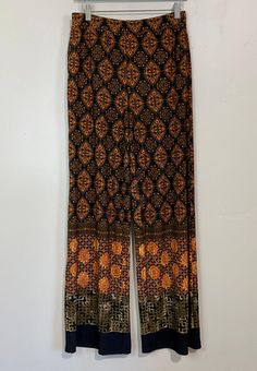 Susan Graver Women's Printed Liquid Knit Wide-Leg Pant Black & Amber Size  XS New - $25 - From Extending