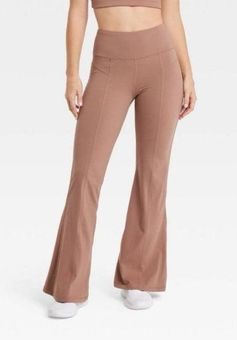 Brown Mid Waist Flare Leggings