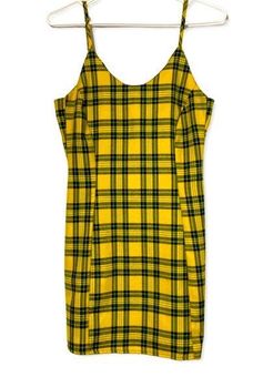 Purrr Melrose Yellow Plaid Clueless Dress 90s style Babydoll Mini Size XS -  $15 - From Christina