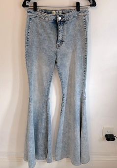 Free People Women's Float On Indigo Marble Flare Jeans