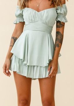 Selfie Leslie Off Shoulder Romper Green Size M - $50 (41% Off Retail) New  With Tags - From B